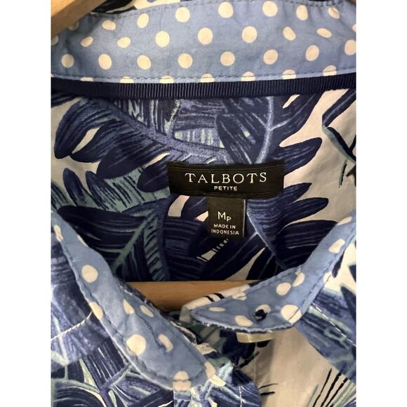 Talbots Blue Leaf Print Button Down Dress Shirt MP - Picture 3 of 4